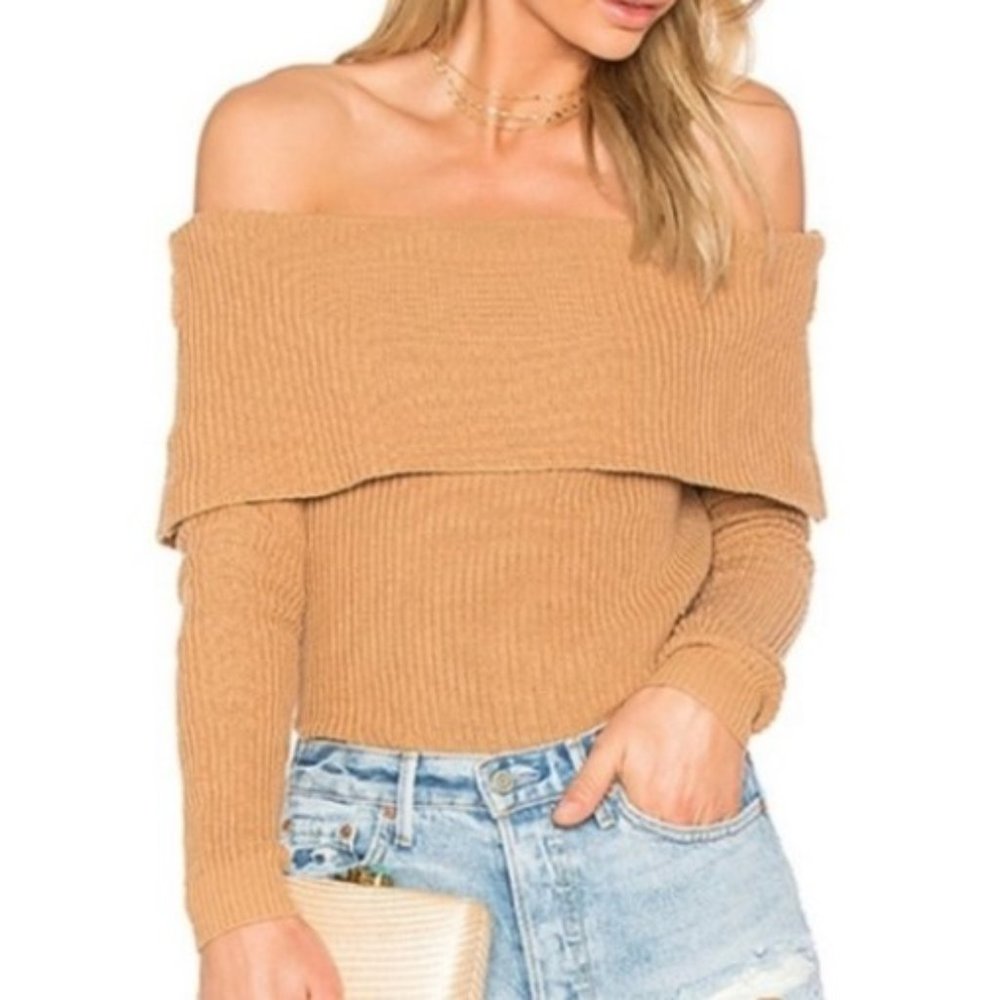 Lovers + Friends Tan Sweater Off The Shoulder M